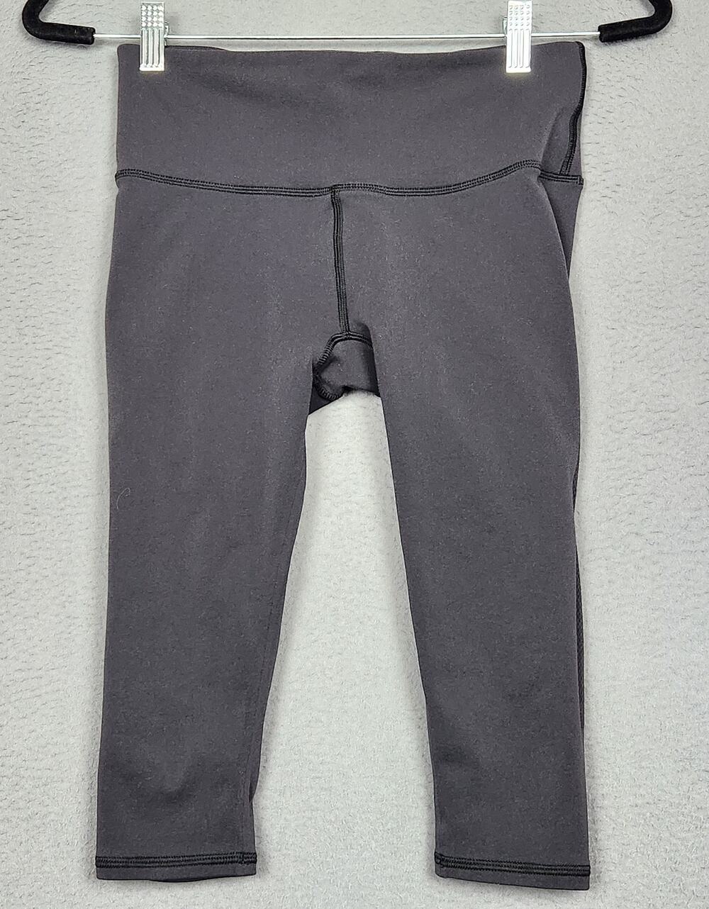 LULULEMON Reveal Crop 15" Mesh Midrise Leggings Womens Medium Black Athleisure